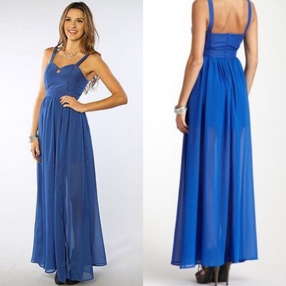 Revolve Keepsake Speed of Sound Maxi Dress Blue Size Medium Sheer Bridesmaid M - Picture 3 of 10